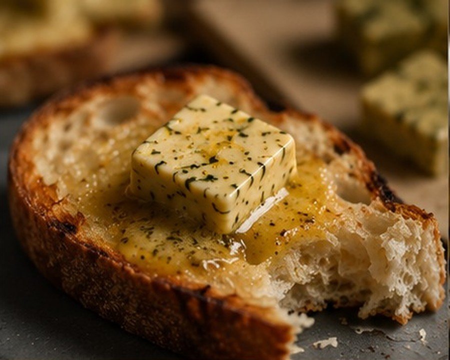 Aurana butter melting into a slice of warm toasted sourdough